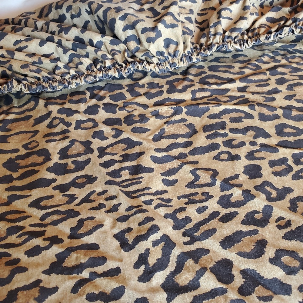 Ralph Lauren Home Aragon Leopard Print Queen Fitted Sheet 100 Cotton Made in USA